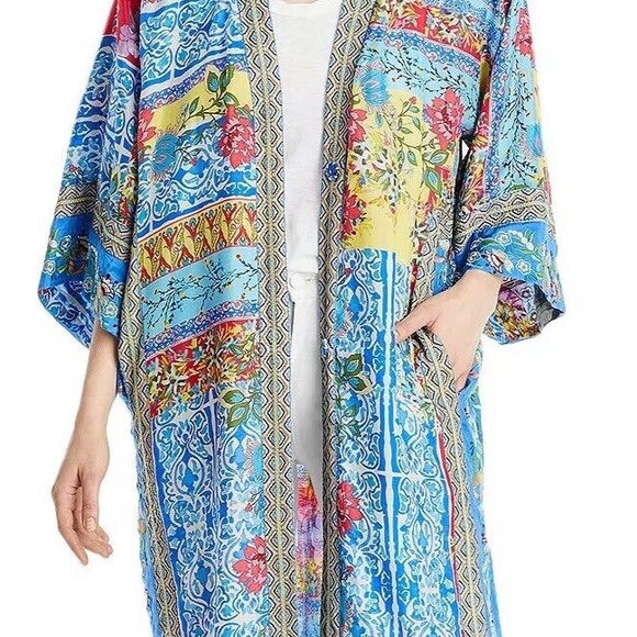 Johnny Was Midsummer Namaka Embroidery Silk Kimono - Picture 2 of 12